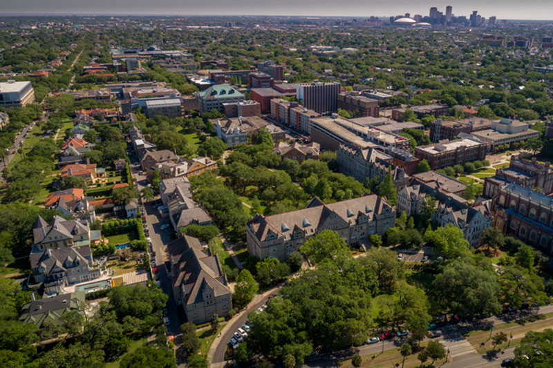 Aerial view of the uptown campus