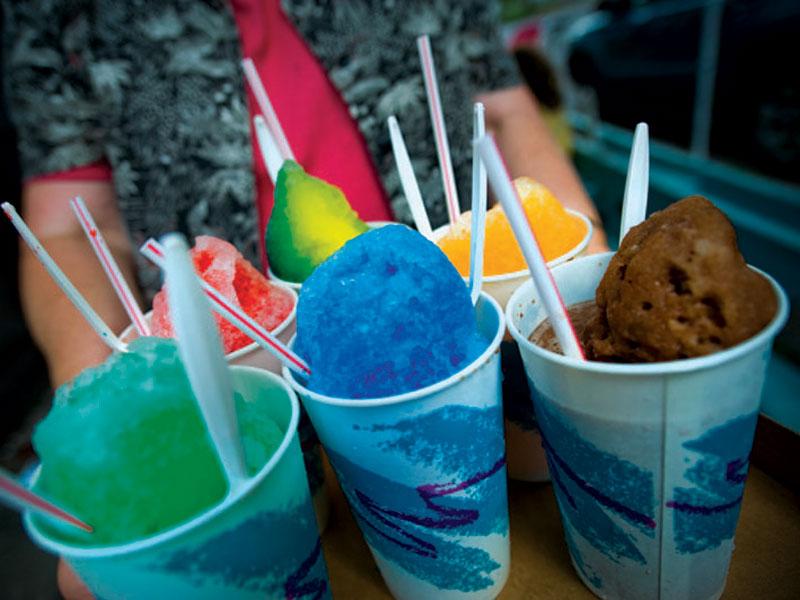 Colorful snoballs on a tray