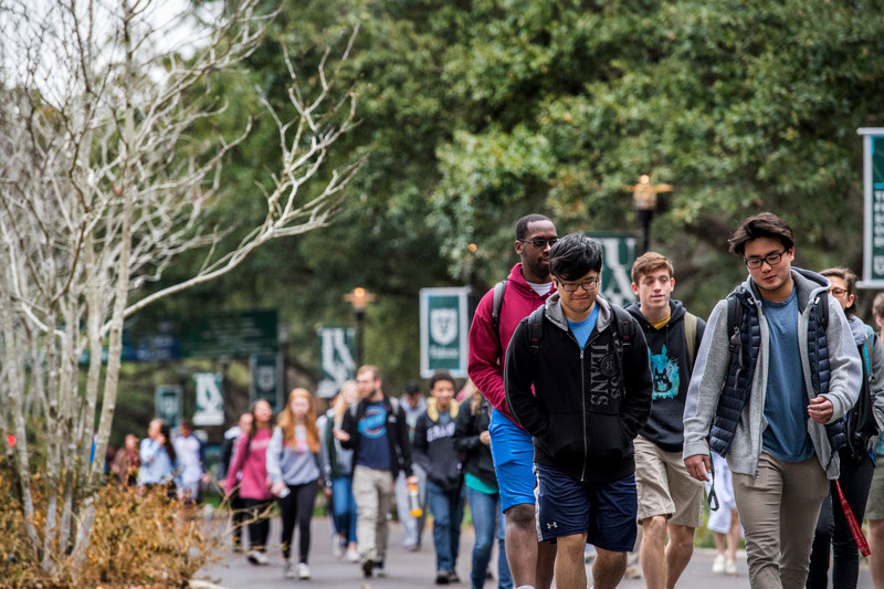 Students walk along McAlister between classes