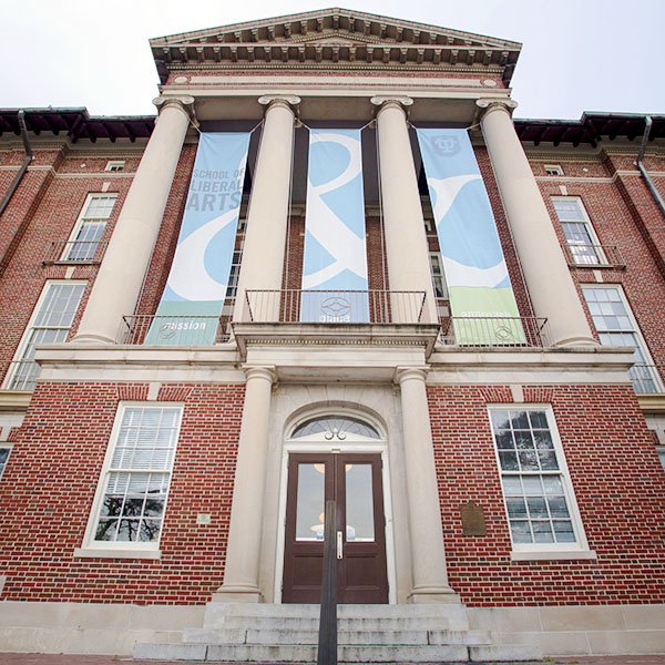 Exterior picture of the entrance to Newcomb Hall