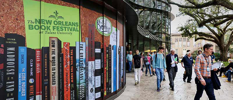 Signage on campus for Book Fest