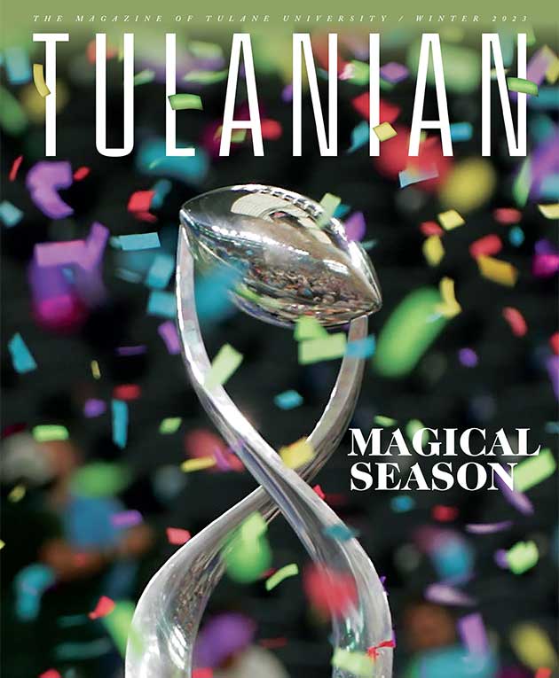 Tulane cover showing Cotton Bowl trophy
