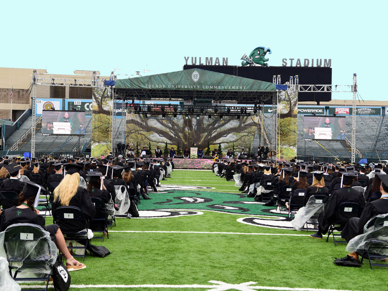 A Commencement ceremony at Yulman Stadium