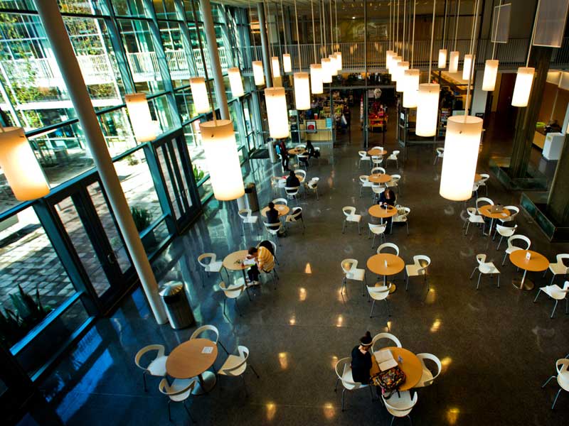 Overhead view of a dining area at Tulane.