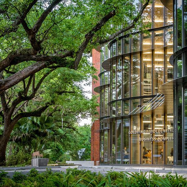 Facade of the Freeman School of Business building