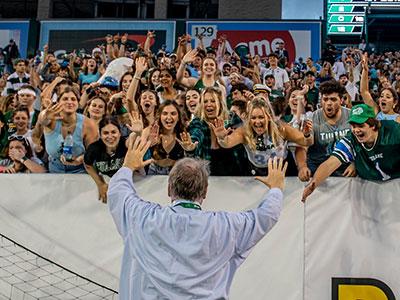 President Fitts and Tulane football fans at the AAC football game.