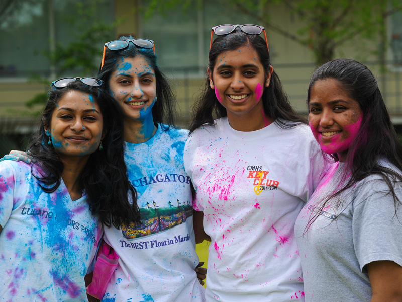 Four students pose for photo after McAlister Color Fun Run